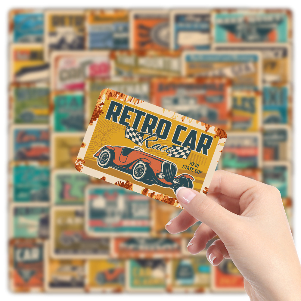 10/30/50pcs Retro Ads Car Stic - Kids Toys Vintage ulasan dan harga