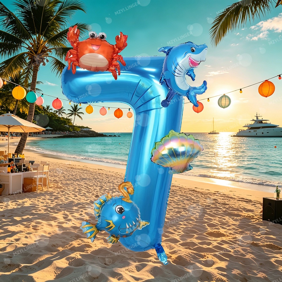 Ocean themed decor balloon set - Water Balloon Set ulasan dan harga