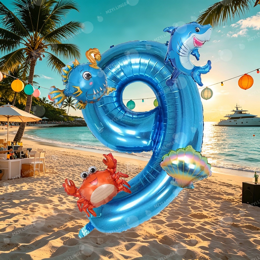 Ocean themed decor balloon set - Water Balloon Set ulasan dan harga