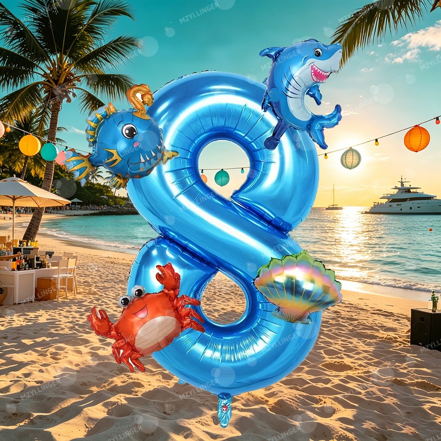 Ocean themed decor balloon set - Water Balloon Set ulasan dan harga